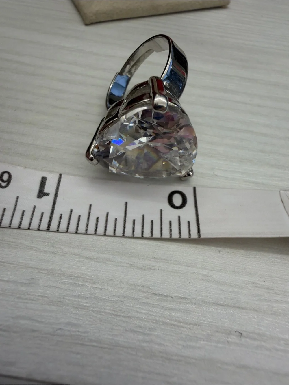 Heart-Cut Clear Stone Ring in Silver